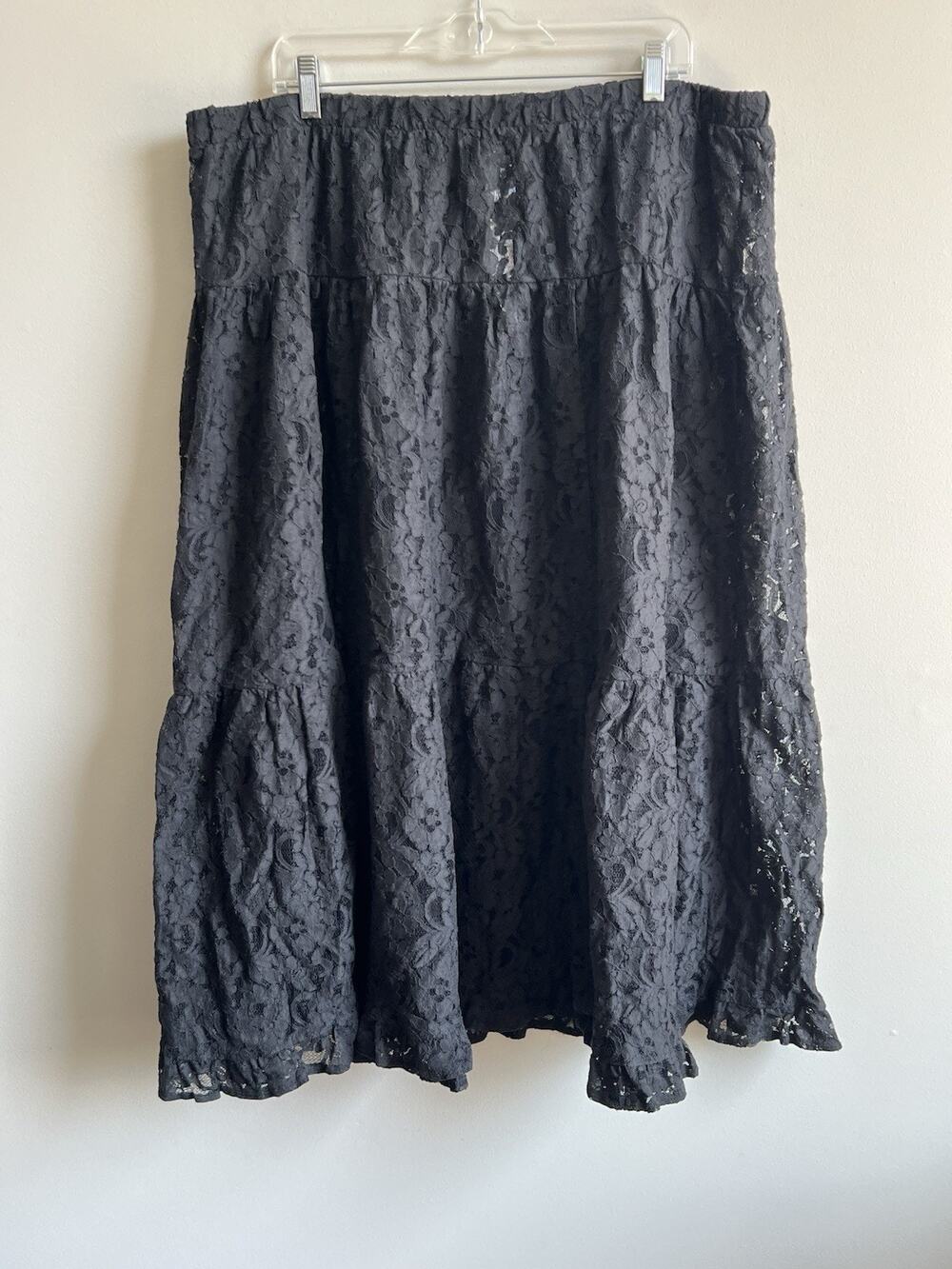 Whimsygoth Floral Lace Maxi Skirt 1X Fairycore Renaissance See Through NWT